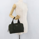 PRADA Hand Bag Nylon Khaki Silver Auth ARZ822-24