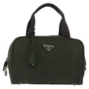 PRADA Hand Bag Nylon Khaki Silver Auth ARZ822-13