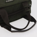 PRADA Hand Bag Nylon Khaki Silver Auth ARZ822-7