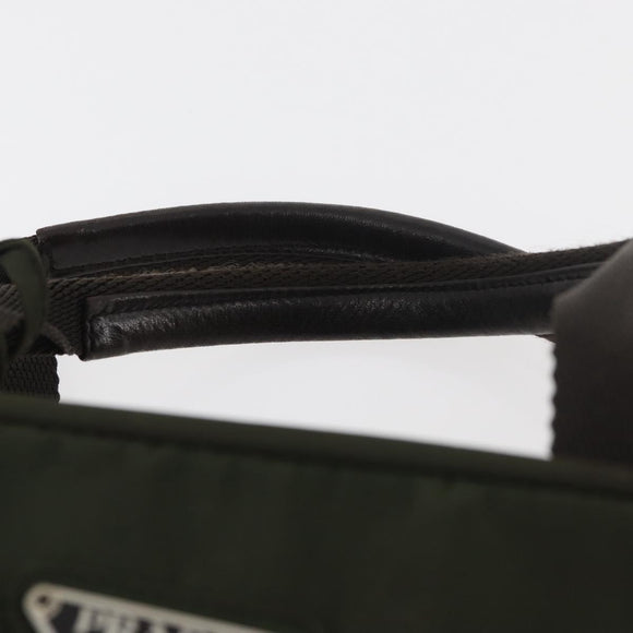 PRADA Hand Bag Nylon Khaki Silver Auth ARZ822
