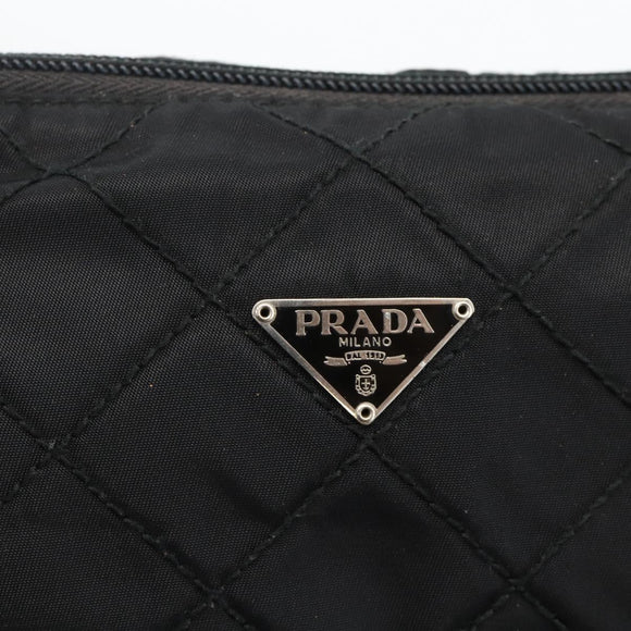 PRADA Pouch Nylon Black Silver Auth ARZ823A
