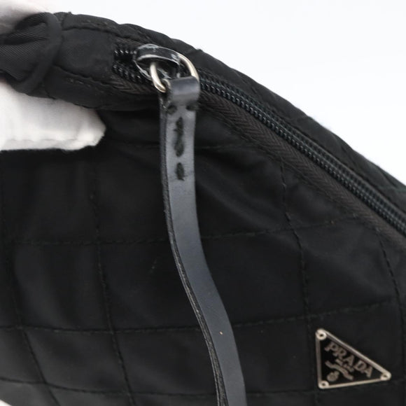 PRADA Pouch Nylon Black Silver Auth ARZ823A