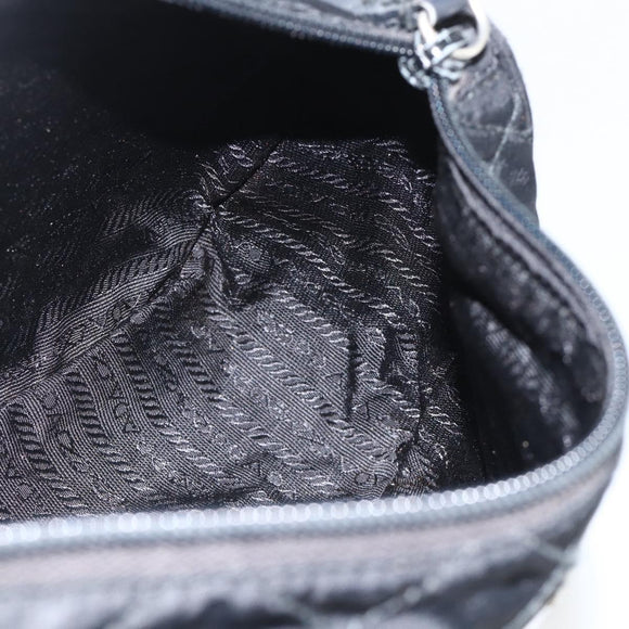 PRADA Pouch Nylon Black Silver Auth ARZ823A