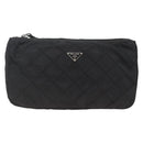 PRADA Pouch Nylon Black Silver Auth ARZ823A-13
