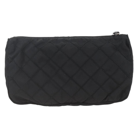 PRADA Pouch Nylon Black Silver Auth ARZ823A