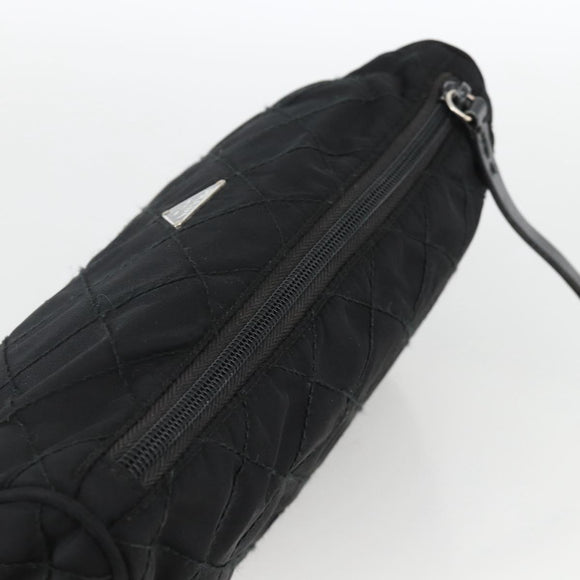 PRADA Pouch Nylon Black Silver Auth ARZ823A