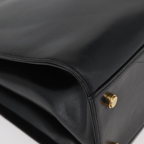 Salvatore Ferragamo Gancini Shoulder Bag Leather Black Gold Auth ARZ826