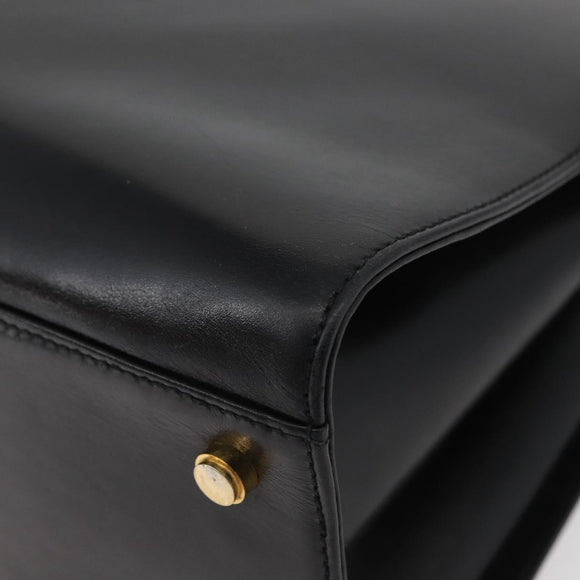 Salvatore Ferragamo Gancini Shoulder Bag Leather Black Gold Auth ARZ826