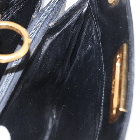 Salvatore Ferragamo Gancini Shoulder Bag Leather Black Gold Auth ARZ826