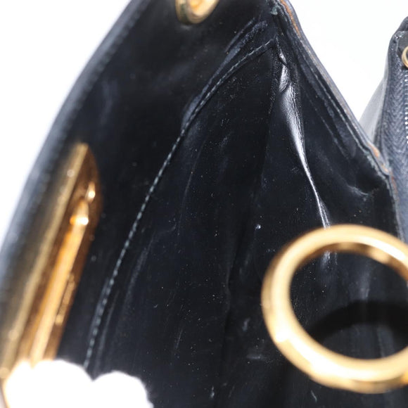 Salvatore Ferragamo Gancini Shoulder Bag Leather Black Gold Auth ARZ826
