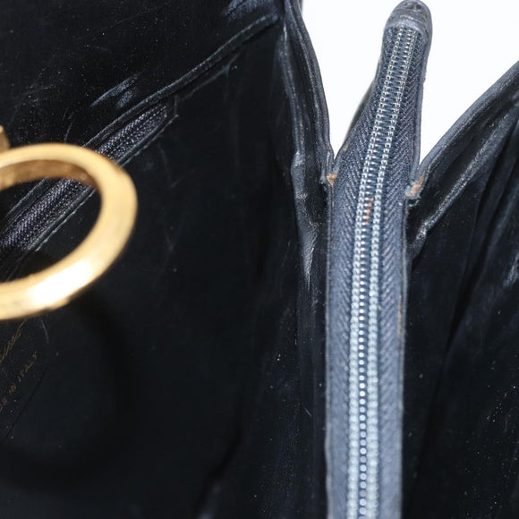 Salvatore Ferragamo Gancini Shoulder Bag Leather Black Gold Auth ARZ826