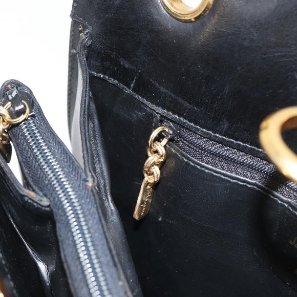Salvatore Ferragamo Gancini Shoulder Bag Leather Black Gold Auth ARZ826