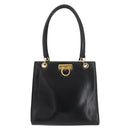 Salvatore Ferragamo Gancini Shoulder Bag Leather Black Gold Auth ARZ826-13