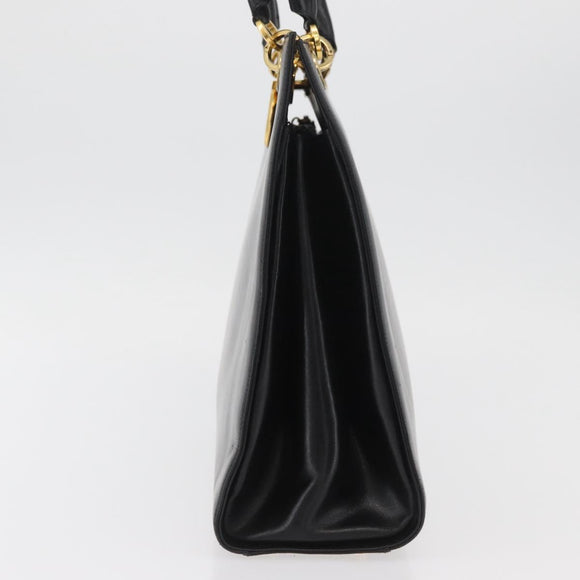 Salvatore Ferragamo Gancini Shoulder Bag Leather Black Gold Auth ARZ826