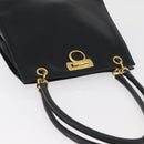 Salvatore Ferragamo Gancini Shoulder Bag Leather Black Gold Auth ARZ826-6