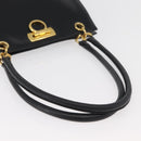 Salvatore Ferragamo Gancini Shoulder Bag Leather Black Gold Auth ARZ826-7