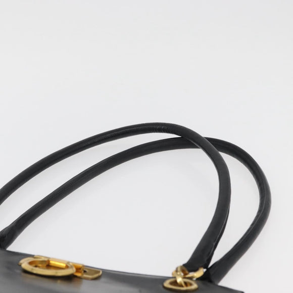 Salvatore Ferragamo Gancini Shoulder Bag Leather Black Gold Auth ARZ826