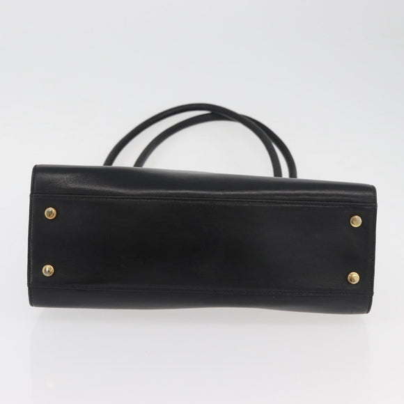 Salvatore Ferragamo Gancini Shoulder Bag Leather Black Gold Auth ARZ826