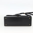 BALLY Hand Bag Leather 2way Black Gold Auth ARZ827-5