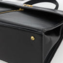 BALLY Hand Bag Leather 2way Black Gold Auth ARZ827-10