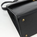 BALLY Hand Bag Leather 2way Black Gold Auth ARZ827-15