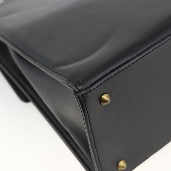 BALLY Hand Bag Leather 2way Black Gold Auth ARZ827