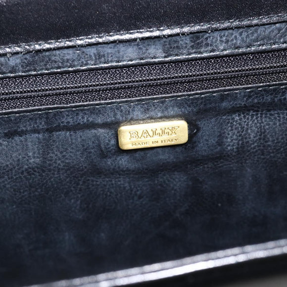 BALLY Hand Bag Leather 2way Black Gold Auth ARZ827
