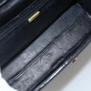 BALLY Hand Bag Leather 2way Black Gold Auth ARZ827-11