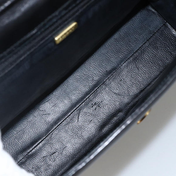 BALLY Hand Bag Leather 2way Black Gold Auth ARZ827