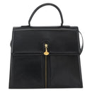 BALLY Hand Bag Leather 2way Black Gold Auth ARZ827-13