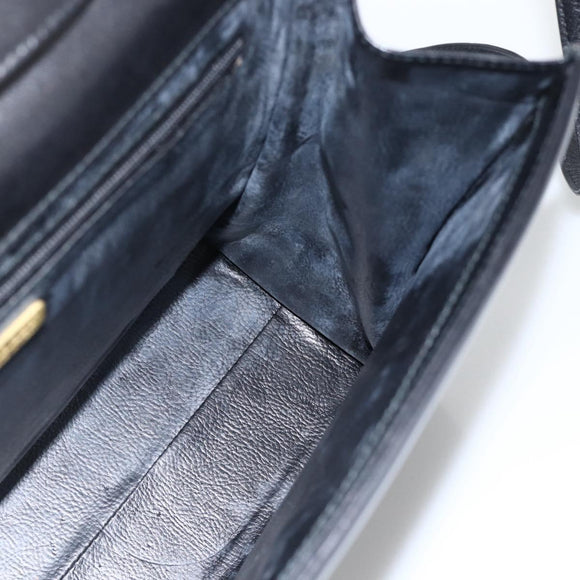 BALLY Hand Bag Leather 2way Black Gold Auth ARZ827