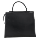 BALLY Hand Bag Leather 2way Black Gold Auth ARZ827-2