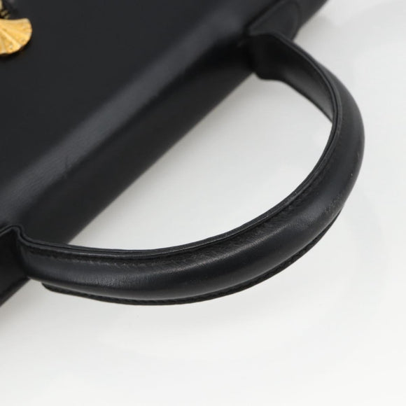 BALLY Hand Bag Leather 2way Black Gold Auth ARZ827