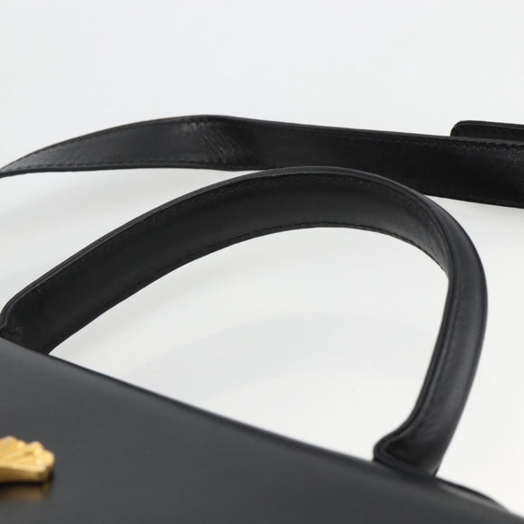 BALLY Hand Bag Leather 2way Black Gold Auth ARZ827