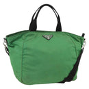 PRADA Hand Bag Nylon 2way Green Silver Auth ARZ835-1