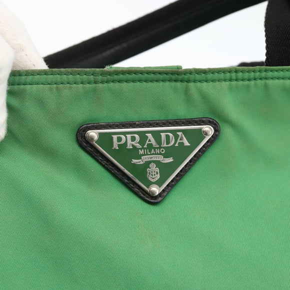PRADA Hand Bag Nylon 2way Green Silver Auth ARZ835