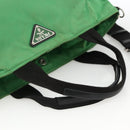 PRADA Hand Bag Nylon 2way Green Silver Auth ARZ835-7