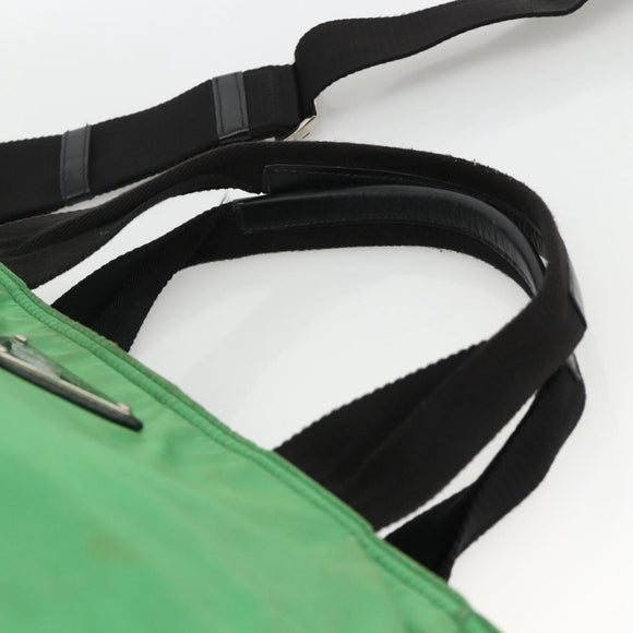 PRADA Hand Bag Nylon 2way Green Silver Auth ARZ835