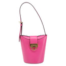 Salvatore Ferragamo Gancini Schoudertas Leer Roze Goud Auth ARZ836A-13