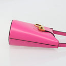Salvatore Ferragamo Gancini Schoudertas Leer Roze Goud Auth ARZ836A-3
