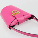 Salvatore Ferragamo Gancini Schoudertas Leer Roze Goud Auth ARZ836A-6