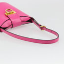 Salvatore Ferragamo Gancini Schoudertas Leer Roze Goud Auth ARZ836A-7