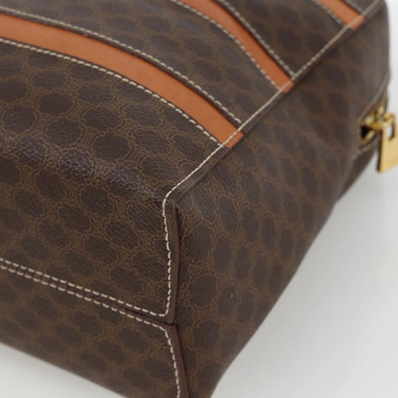 CELINE Macadam Canvas Hand Bag PVC Leather Brown Gold Auth ARZ837