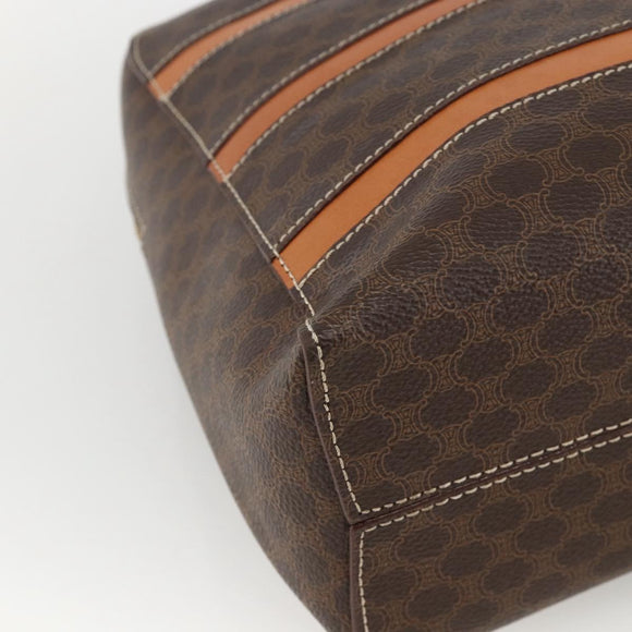 CELINE Macadam Canvas Hand Bag PVC Leather Brown Gold Auth ARZ837