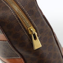 CELINE Macadam Canvas Hand Bag PVC Leather Brown Gold Auth ARZ837-14