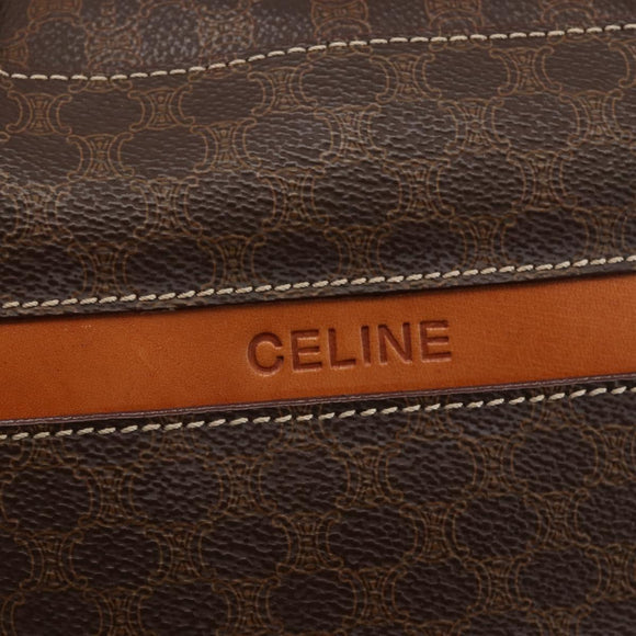 CELINE Macadam Canvas Hand Bag PVC Leather Brown Gold Auth ARZ837