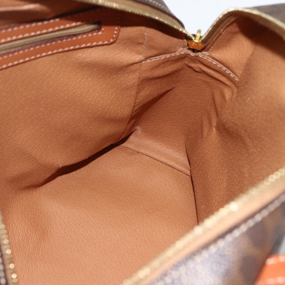 CELINE Macadam Canvas Hand Bag PVC Leather Brown Gold Auth ARZ837
