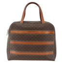 CELINE Macadam Canvas Hand Bag PVC Leather Brown Gold Auth ARZ837-2