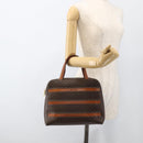 CELINE Macadam Canvas Hand Bag PVC Leather Brown Gold Auth ARZ837-24