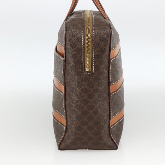 CELINE Macadam Canvas Hand Bag PVC Leather Brown Gold Auth ARZ837